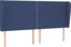 vidaXL Tăblie de pat cu aripioare, albastru, 203x23x118/128 cm, textil