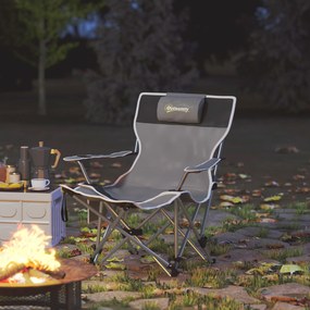 Outsunny Scaun de Camping Pliabil și Rabatabil cu Suport pentru Picioare Detașabil și Tetieră, 82x50/100x88 cm, Negru | Aosom Romania