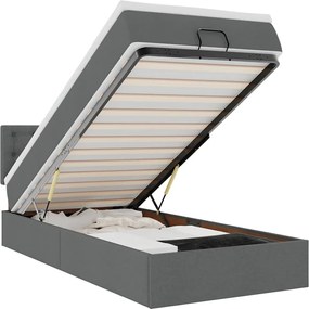 vidaXL Cadru de pat otoman cu saltele Gri închis 80x200cm țesătură