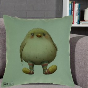 Perna Decorativa Pui Pufos cu Sosete Dungate, 40x40 cm, Verde, Husa Detasabila, Perna Inclusa, BEKZ®