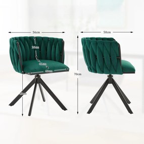 Set de 2 scaune pivotante din catifea, Smarald | Aosom Romania