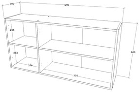 Corp Superior Ebru, 3 Usi, Alb, 120 x 30 x 60 cm
