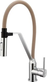 Baterie bucatarie cu pipa flexibila Invena Magnetic Sink bej - crom