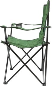 Scaun Camping Pliabil Verde cu Suport Pahar, Husa Transport, Structura Metalica 50x80x80cm Verde