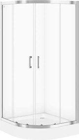 Cabina de dus semirotunda Cersanit Basic cu 2 usi culisante 90x90 crom
