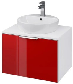 Dulap baie suspendat 60 cm, alb cu front rosu, Cersanit Stillo