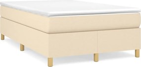 vidaXL Pat box spring cu saltea, crem, 120x200 cm, textil