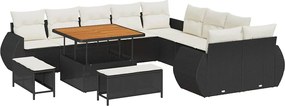 vidaXL Set de canapele pentru grădină 13 pcs Negru poliratan