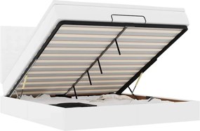 vidaXL Cadru de pat otoman cu saltele alb 180x200cm piele artificială