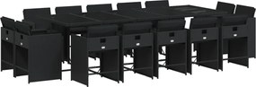 vidaXL Set mobilier de grădină cu perne, 15 piese, negru, poliratan