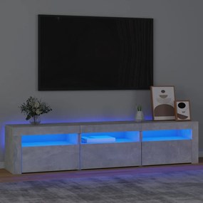 Comodă tv cu lumini led, gri beton, 180x35x40 cm
