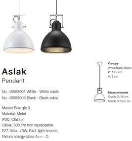 Lustra, Pendul design nordic Aslak, negru 46553003 NL