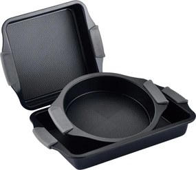Set 3 tavi de copt Swiss Haus SH-3BSB,Otel carbon, LFGB, Acoperire ceramica Sapphire, Cuptor pana la 230°C, Negru