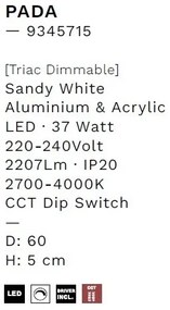 Plafoniera LED design slim PADA alb D-60cm