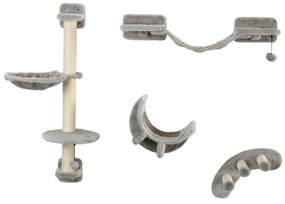 Set Mobilier Perete pentru Pisici, Platforme, Hamac, Scară și Stâlpi de Scrăcătat, Până la 5 kg, Confortabil și Sigur | Aosom Romania