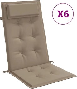 vidaXL Perne scaun cu spătar înalt, 6 buc, gri taupe, țesătură Oxford