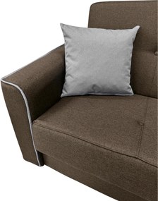 Canapea VERA extensibila, 3 locuri, lada de depozitare, stofa maro + gri, 225x90x90 Maro + Gri, Stofa