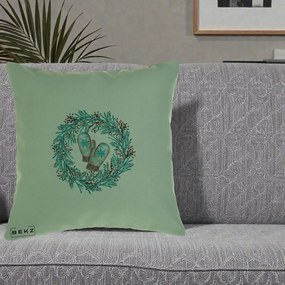 Perna Decorativa Coroana Turcoaz cu Manusi, 40x40 cm, Verde, Husa Detasabila, Perna Inclusa, BEKZ®