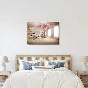 Tablou pe sticlă - Interior de vis cu pian (70x50 cm)