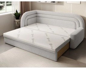 Canapea crem extensibilă/cu spațiu de depozitare cu tapițerie din țesătură bouclé cu colț pe partea stângă 223 cm Fabillo – ELTAP