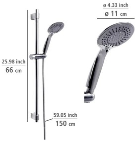 Set de duș argintiu lucios din oțel inoxidabil 66 cm Young – Wenko