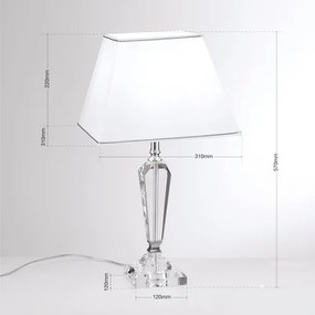 Veioza, lampa de masa design LUX VERONIQUE, crom/ abajur alb