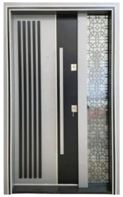 Usa metalica dubla de exterior cu izolatie si vizor Novo Doors NDS1000, Din compozit, 2 yale, Kit complet, Pentru case (Culoare: Nuc, Dimensiune: 140