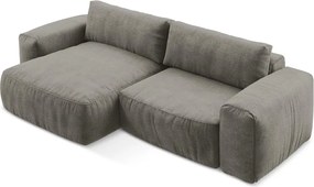 Colțar gri extensibil cu tapițerie din chenille (cu colț pe partea stângă/cu șezlong) Kuki – Makamii