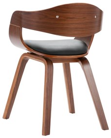 Scaune de bucatarie, 6 buc., lemn curbat si piele ecologica 6, maro inchis si negru