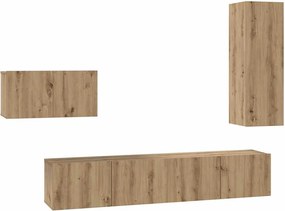 vidaXL Set comodă TV cu sertar 4 pcs Stejar Artizanal Lemn compozit