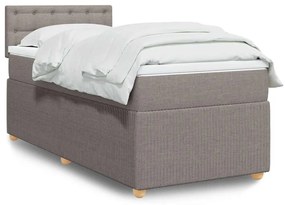 vidaXL Pat box spring cu saltea, gri taupe, 80x200 cm, textil