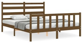 3192044 vidaXL Cadru de pat cu tăblie, maro miere, king size, lemn masiv