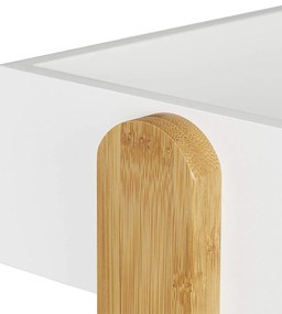 Organizator de birou 2 compartimente deschise Bambus/MDF Alb 225 x 165 x 25 cm