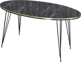 Măsuță de cafea ovală auriu negru, 90x50x43 cm, 20153
