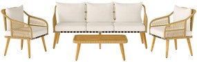 Outsunny Set de Mobilier de Grădină din 4 Piese cu Canapea, 2 Fotolii, Măsuță și Perne, 180x64x80 cm, Kaki | Aosom Romania