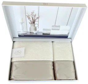 Set prosop și prosop de corp COLIBRI, 2 buc Alb / broderie menta Set (prosop 50x100cm, prosop de corp 75x150cm)