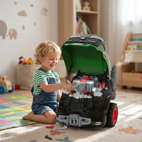AIYAPLAY Atelier Camion Jucărie pentru Copii cu Motor, 60 Accesorii, Lumini și Sunete, 42x42x47 cm, Verde | Aosom Romania