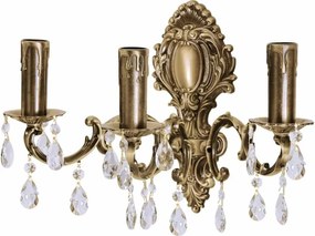Aplica de perete 3 brate din alama si cristal Venezia