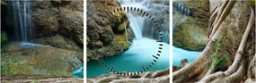 Tablou - Râu cu cascade (cu ceas) (90x30 cm)