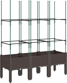 vidaXL Jardinieră de grădină cu spalier, maro, 120x40x142,5 cm, PP