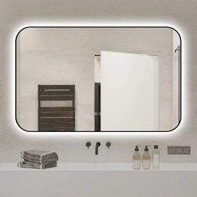 🪞 Oglindă LED cu Touch și Funcție Dezaburire – Ramă Negru, 110x70 cm, Model J187-11070 Smack