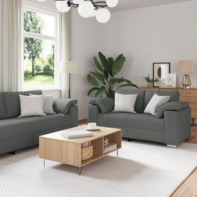 vidaXL Set canapea, 2 piese, perne gri închis, textil