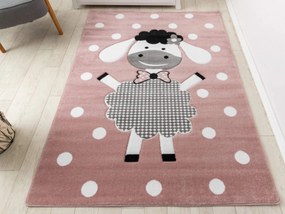 Covor roz cu buline Oaia veselă Dimensiuni: 160x220 cm