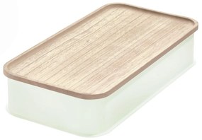 Cutie depozitare cu capac din lemn paulownia iDesign Eco, 21,3 x 43 cm, alb