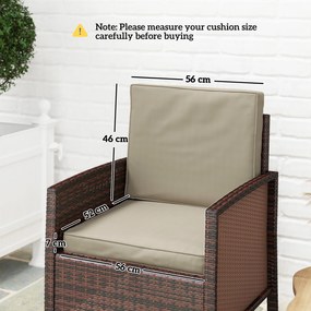 Outsunny Set de 2 perne pentru scaun perne de șezut cu huse detașabile perne matlasate umplutură din spumă poliester kaki | Aosom Romania