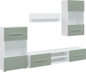 vidaXL Unități TV 5 piese cu iluminare LED Lemn prelucrat verde măslin