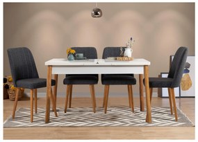 Set mobilier sufragerie Vlasta 5 (pin atlantic + alb + antracit) (pentru 4 persoane). 1093797