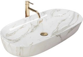 Lavoar pe blat Rea Cleo 81 cm alb marmura