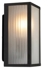 Lampă de perete inteligentă de exterior neagră cu sticlă canelată incl. WiFi A60 - Charlois
