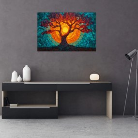 Tablou - Arborele vieții și soarele în mozaic (90x60 cm)